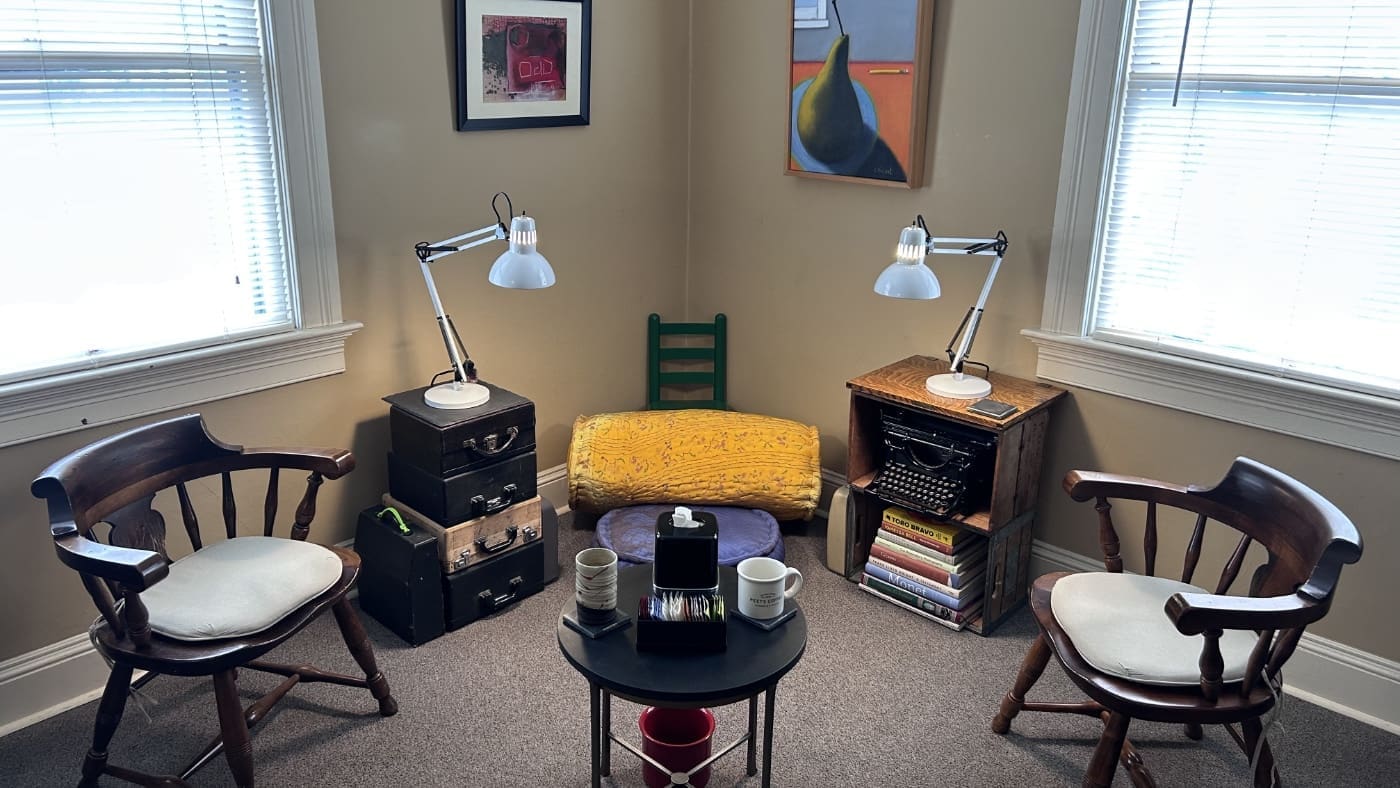 Mark Newton’s coaching studio at 1923 NE Broadway, Portland, OR 97232 for The Clarity Blueprint sessions.