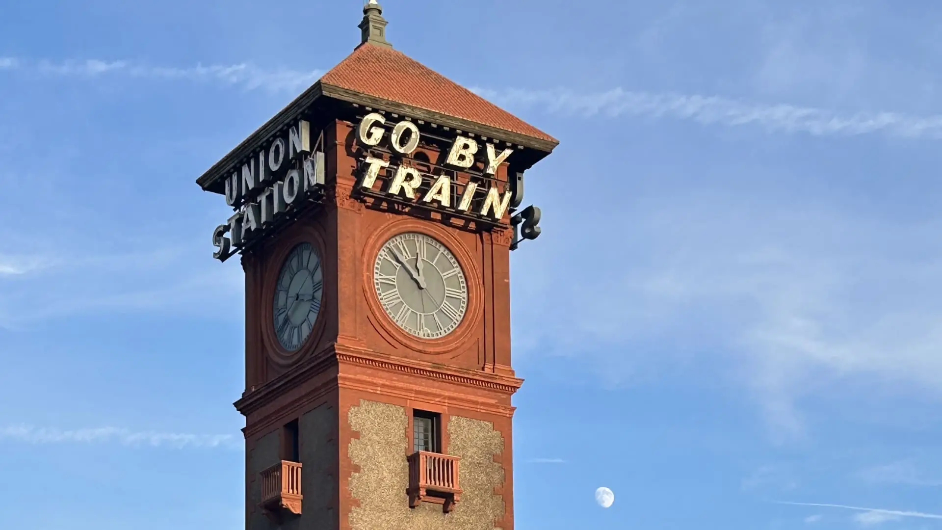 Architectural perspective of Portland Union station platform; symbolizing the journey to reclaim your narrative with Mark Newton at The Clarity Blueprint.